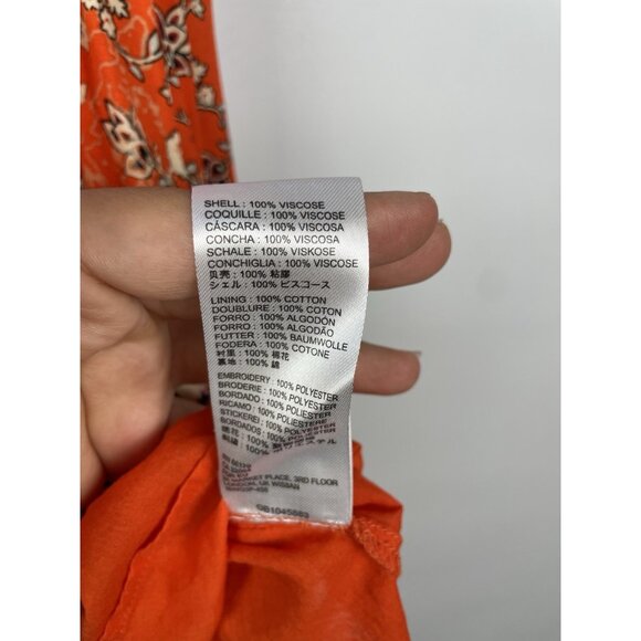 Urban Outfitters Sundress Orange Floral Mini Embroidered Scalloped Hem Small - Picture 5 of 9